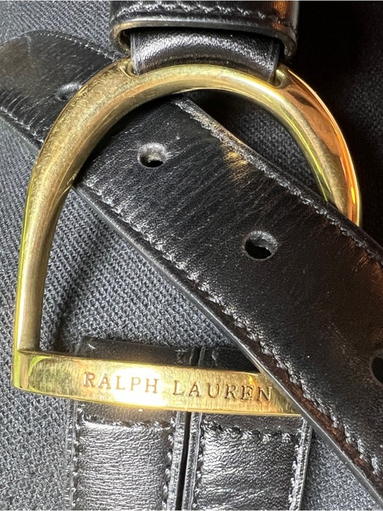 Ralph Lauren RL 67 Women’s Black Leather Belt Gold Tone Stirrup Buckle Large main image 16